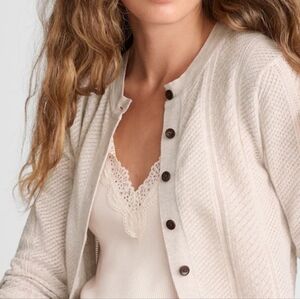 Madewell Signature Knit Pointelle Cardigan S Heather Gray Oat NX204 Coquette